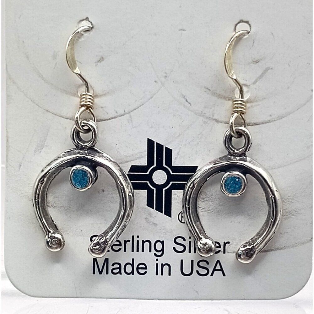 Artisan Sterling Silver Earrings with Blue Accents